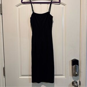 BCBG Elegant Black Cocktail strap Midi Dress
